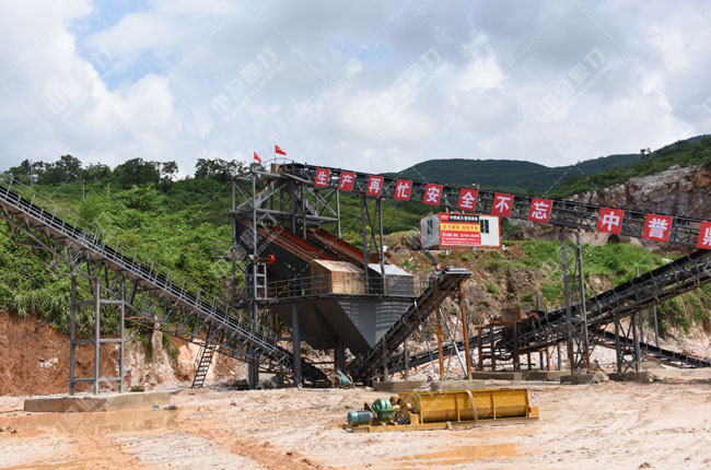 湖南怀化中方县下坪乡抗应洞采石场时产350吨砂石生产线